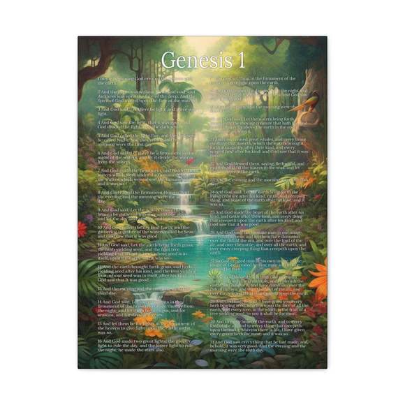 Scripture Sign Genesis 1 Chapter In the Beginning Christian Wall Art Print Read